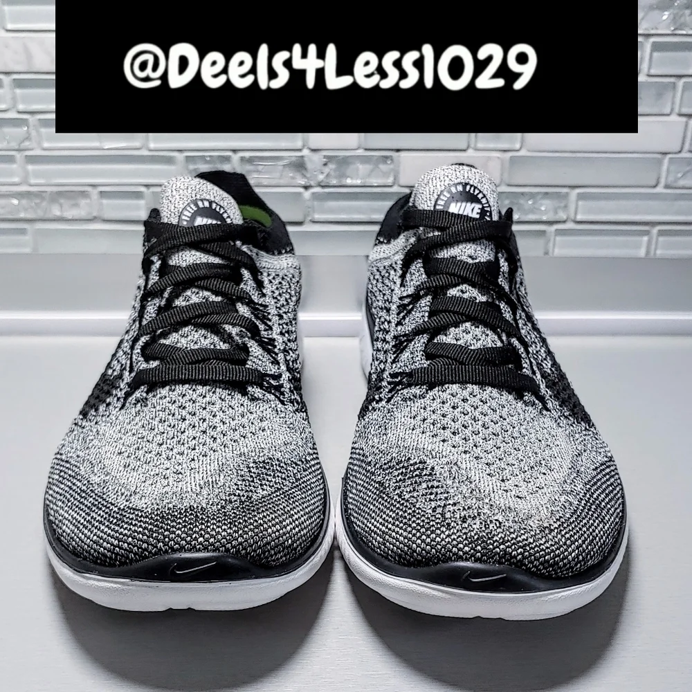 Nike Free RN 2018 Flyknit Oreo Womens Size 6.5 White Black